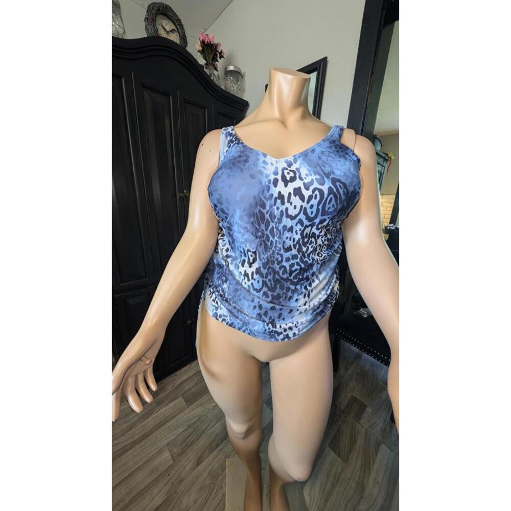 Croft & Barrow Blue Animal Print Tankini Top – Size 22W